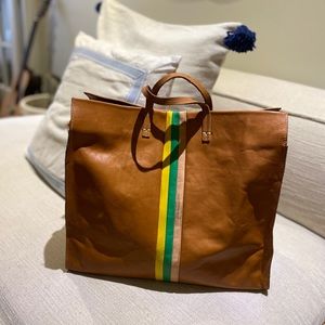 Clare V. Simple Leather Tote Natural Rustic Tan, Pale Pink, Parrot Green, Canary